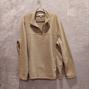Croft & Barrow Fleece Pullover Mens XL Gray tan Quarter Zip Sweatshirt beach